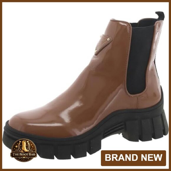 Faux Leather Chelsea Boots with Lug Sole, Pull-On Design, Size 7 - Picture 2 of 7